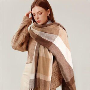 Winter Scarfs for Women, Long Blanket Scarf, Cashmere Feel Plaid Scarf,
